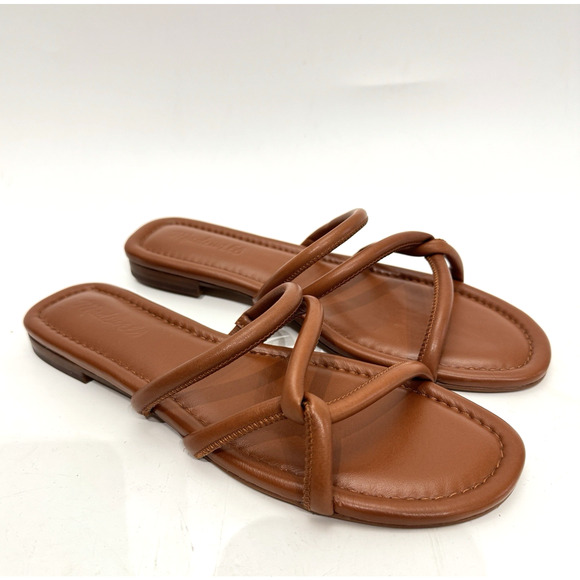 Madewell Shoes - Madewell The Amel Slide Sandals Womens Size 9 Brown Leather Strappy Beachy Boho